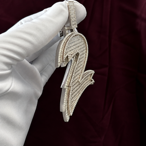 Cushion Cut Moissanite Number 2 Pendant Custom <b>Initial</b> Charm Sterling <b>Silver</b> Plated Hip Hop Statement <b>Necklace</b> for Men Women - Product Image 4