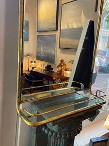 High Standard Quality Framed Brass Wall <b>Mirror</b> With Glass <b>Shelf</b> Modern Decorative Design - Product Image 6