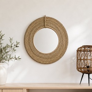 Eco Friendly Seagrass Round <b>Mirror</b> Handmade Woven Wall <b>Hanging</b> <b>Mirror</b> Rustic Boho Home Decor Living Room Bedroom <b>Mirror</b> - Product Image 1