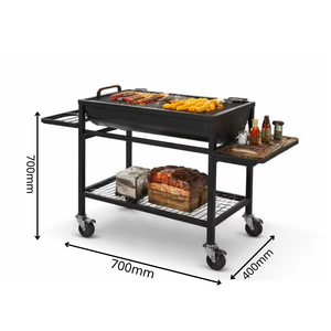 Commercial Multifunctional Gas <b>BBQ</b> Grill Stainless Steel Frame Lockable Wheels Storage Rack Observation Window Class Energy - Product Image 2