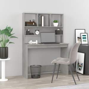 Scrivania per computer in legno ingegnerizzato grigio cemento 40,2 x 17,7 x 58,3 pollici in stile moderno con design elegante - Product Image 1