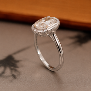 Bague de fiançailles et de mariage en or rose plaqué rhodium avec diamant solitaire ovale véritable blanc LGD, 2,00+0,20 CT, cultivé en laboratoire, certifié IGI - Product Image 3