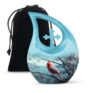 Sky Blue Mammoth Tear Drop Memorial Urn-Para las cenizas de mamá Cruz Cremación Urna para adultos con bolsa de terciopelo gratis - Product Image 5