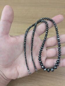 Collier ras du cou en diamants naturels noirs, perles facettées rondelles de 38 mm, qualité AAA, 16 pouces, perles de diamant véritables - Product Image 3