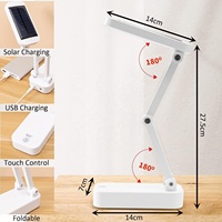 Portable pliable moderne solaire alimenté LED lampe de bureau contrôle tactile Dimmable USB Rechargeable sans fil pour les étudiants utilisation au bureau