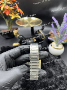 Reloj de Pulsera Cuadrado de Acero Inoxidable con Incrustaciones de Diamantes Moissanite, Esfera Verde con Números Romanos, Movimiento Automático, Fecha, Reloj de Moda - Product Image 3