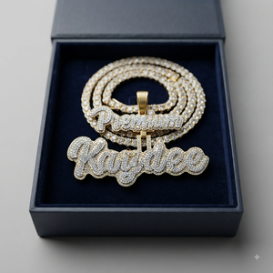 Trendy Hip Hop Custom Gold Plated 925 <b>Silver</b> iced Cursive Letter <b>Initial</b> Moissanite Diamond Pendants Charms <b>Necklace</b>-Party Gift - Product Image 5