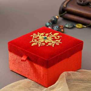NOUSHAD HANDICRAFTS Caja de Regalo Personalizable de Lino Bordado a Mano de Alta Calidad, Almacenamiento de Joyas Decorativo, Circular y Ligero - Product Image 3