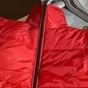 <b>Men's</b> Red <b>Puffer</b> <b>Jacket</b> Casual Winter Zipper Closure Solid Color Nylon Shell Polyester Wadding <b>No</b> <b>Hood</b> - Product Image 2