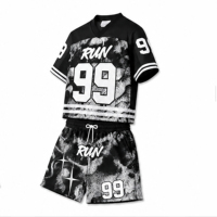 Ensemble de survêtement unisexe personnalisé imprimé, t-shirt et short en polyester, tenue de sport d'été respirante, vêtements décontractés, fabricant OEM