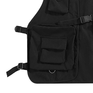 Chaleco Cargo de Verano para Hombre, Estilo Ropa de Trabajo, con Múltiples Bolsillos, Cierre de Cremallera, Fabricado en Lona - Product Image 4