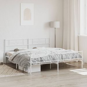 Cadre de lit en acier blanc thermolaqué 76 x 80 pouces – Catégorie de produits : Lits métalliques - Product Image 1