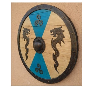 Escudo Vikingo Rústico de Madera, Escudo Redondo Medieval de Alta Resistencia Tallado a Mano para Eventos Históricos y Decoración del Hogar - Product Image 2