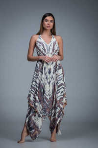 Combinaison bohème tie-dye pour femme, sans manches, maxi, coupe ample, fluide, tenue de plage estivale - Product Image 3