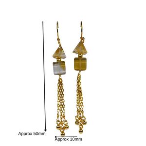 Boucles d'oreilles pendantes en saphir plaqué or, forme goutte d'eau, serti clos, style classique, pour femme, usage quotidien - Product Image 2