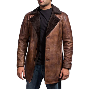 Manteau long en cuir et fourrure de luxe pour homme, qualité supérieure, style unique, vente en gros, fabricant OEM - Product Image 3