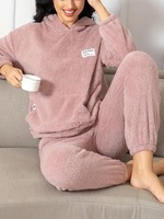Ensemble de sweats à capuche amples en molleton pour femme avec logo personnalisé, design optimal, haute qualité, épaules tombantes, col à capuche, longueur cheville