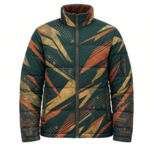 custom unisex sublimated puffer jacket winter warm gold bronze circuit print <b>bubble</b> <b>coat</b> windproof padded street outdoor jacket - Product Image 4