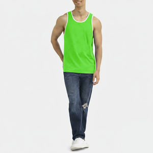 เสื้อกล้ามออกกำลังกายผู้ชาย พิมพ์โลโก้ได้  แบบเรียบง่าย สีเขียว มีไซส์ใหญ่พิเศษ - Product Image 5