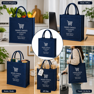 Bolsa de Compras Azul Marino de Tela No Tejida con Cierre de Cremallera, Asa Doble, Elección Inteligente, Impresión por Voz Sostenible - Product Image 4
