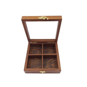 Boîte à fruits secs multifonction personnalisée en bois poli avec couvercle en verre, nom gravé Priya, boîte de rangement carrée faite à la main pour table - Product Image 5