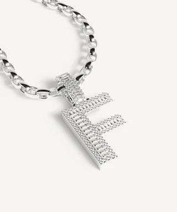 F <b>Letter</b> Pendant <b>Charm</b> Silver Plated 925 Sterling Silver Iced Out Pendant for Women Men Use Available for Wholesale Purchase - Product Image 3