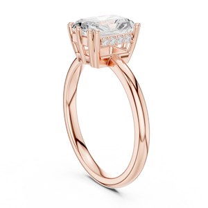 Bague de fiançailles en or rose avec diamant de laboratoire taille radiant, sertissage solitaire et design nuptial élégant - Product Image 4