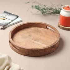 Bandeja Redonda Clásica Hecha a Mano de Madera con Resina, Duradera, para Servir Desayunos y Aperitivos en Bodas - Product Image 4