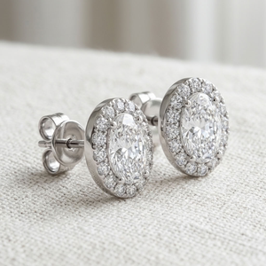 925 Sterling Silver Oval Halo Stud <b>Earrings</b> <b>moissanited</b> diamond Ear Studs for Wedding Engagement Party - Product Image 4