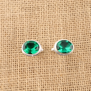 Niharika Gems Designer Stylish Forest Heart Green Emerald Gemstone Cufflinks 925 Sterling <b>Silver</b> Luxury Unisex Wedding Party's - Product Image 1