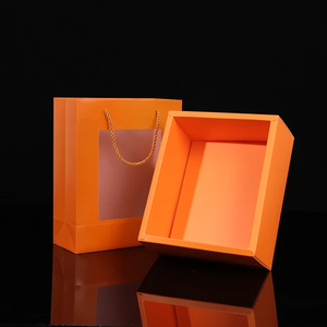 Bolsa de Mano Naranja con Ventana Transparente y Asa de Cinta, Juego de Cajas de Embalaje para Compras, Venta de Fábrica, Logotipo Personalizado, Tamaño Impreso, Ecológico - Product Image 3