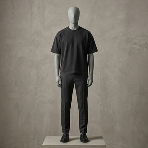Ensemble T-shirt et pantalon décontracté grande taille pour homme, respirant, séchage rapide, en molleton tissé à carreaux 220g 100% coton, design personnalisé sur le devant - Product Image 1