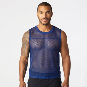 Factory Price Breathable Plain Dyed <b>Men</b> Sports Mesh Sleeveless Mesh <b>Singlets</b> <b>for</b> <b>Men</b> Transparent Vest <b>for</b> Sale - Product Image 1