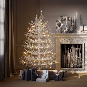 4FT Pre-Lit Aspen Fir Christmas <b>Tree</b> Hinged Xmas <b>Tree</b> 280 Snow Flocked Branch Tips 230 Warm White <b>LED</b> Lights for Holiday - Product Image 2