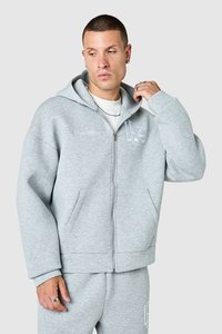 Conjunto Deportivo para Hombre, Sudadera con Capucha y Cremallera, Gris, Talla Grande, con Logotipo Personalizado, Informal, de Invierno, Poliéster/Algodón - Product Image 2
