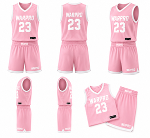 Ensemble de maillot de basket-ball WARPRO, sublimé, anti-transpiration, unisexe, adulte, col en V, sans manches, haute qualité, débardeur et short - Product Image 5
