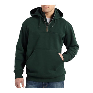 Sudadera con capucha de cierre de cremallera de un cuarto para hombre, verde oscuro, de felpa francesa, con bolsillo y cordón, informal - Product Image 1