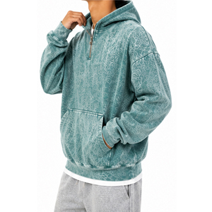 Sweat-shirt vintage personnalisé à col zippé, unisexe, coupe oversize, style streetwear, broderie personnalisée, fournisseur de vêtements - Product Image 4