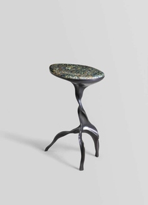 Mesa auxiliar de latón fundido, pequeña, de lujo, moderna, con diseño escultural, acabado en bronce oscuro premium, mesa de alta gama. - Product Image 5