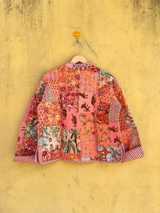 Beautiful Quilted <b>Patchwork</b> <b>Jacket</b> Women's Mandarin Collar Three Quarter Sleeve Hand Embroidered Short Length Autumn Style - Product Image 4
