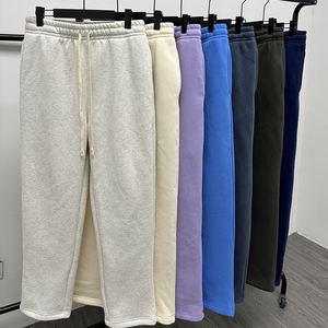กางเกงวอร์มผ้าถักแบบมีเชือกผูกเอว ทรงหลวม สีพื้น ผ้าฟลีซให้ความอบอุ่น สไตล์ฮาเร็ม สำหรับผู้ชาย - Product Image 1