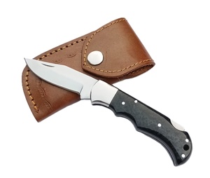 Couteau pliant artisanal en acier inoxydable avec manche en Micarta, couteau de camping à lame pointue, couteau de poche à verrouillage arrière avec étui - Product Image 1