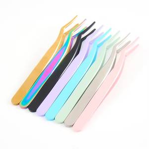 Pinzas de Precisión para Pestañas de Acero Inoxidable con Punta Suave en Varios Colores para Uso Profesional - Product Image 1