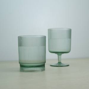 [Holar] Taiwán hizo 285ml plástico Vintage verde acanalado Lowball Glass para agua café whisky jugo cóctel - Product Image 5