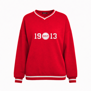 Delta |   Sigma |   Sudadera Theta Sorority para Mujer, Cuello en V, Jersey Bordado Griego, Estilo Universitario, Talla Grande - Product Image 3