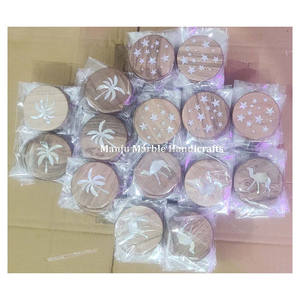 กระจกหินสบู่ที่ออกแบบด้วยมือรูปทรงวงกลมพร้อมด้วยร่มเงามุกด้านบนสร้างอาคารที่มีคุณภาพสำหรับของขวัญตกแต่งบ้าน - Product Image 4