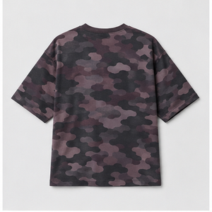 Camiseta de Manga Corta para Hombre con Cuello Redondo y Estampado de Camuflaje Ovalado Color Ciruela Atardecer, Personalizada, MTS-CAMO-0009 - Product Image 2