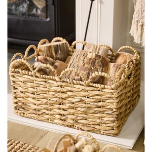 Panier de rangement en jacinthe d'eau tressé à la main, organisateur rectangulaire avec poignées, panier à linge et à jouets tissé, écologique, vente en gros - Product Image 2
