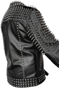 <b>Men</b>’s Genuine Cow Leather Biker <b>Jacket</b> – Vintage Motorcycle Style Stand Collar Zipper Sheep <b>Fur</b> Lining Custom OEM ODM - Product Image 4