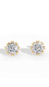 Clous d'oreilles de luxe en or 10K avec diamants de laboratoire ronds brillants taillés à la main, certifiés IGI - Product Image 6